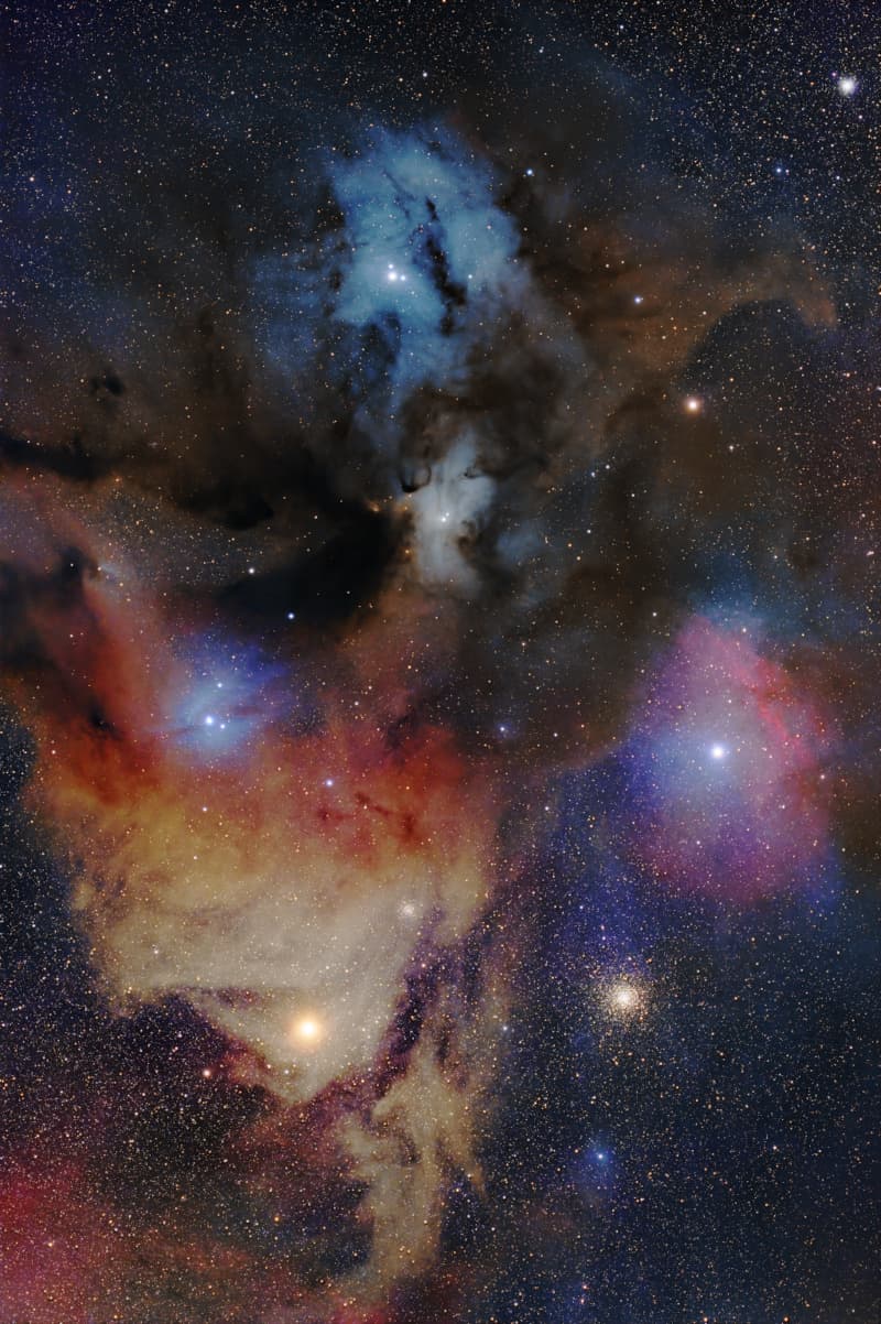 Cukrově vatičkové mraky v souhvězdí Rho Ophiuchi