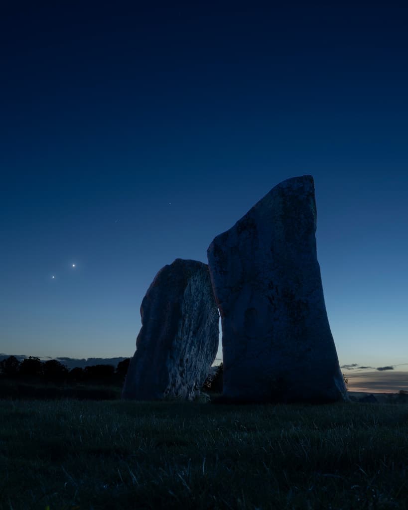 Venuše a Jupiter: Konjunkce z pohledu z Avebury