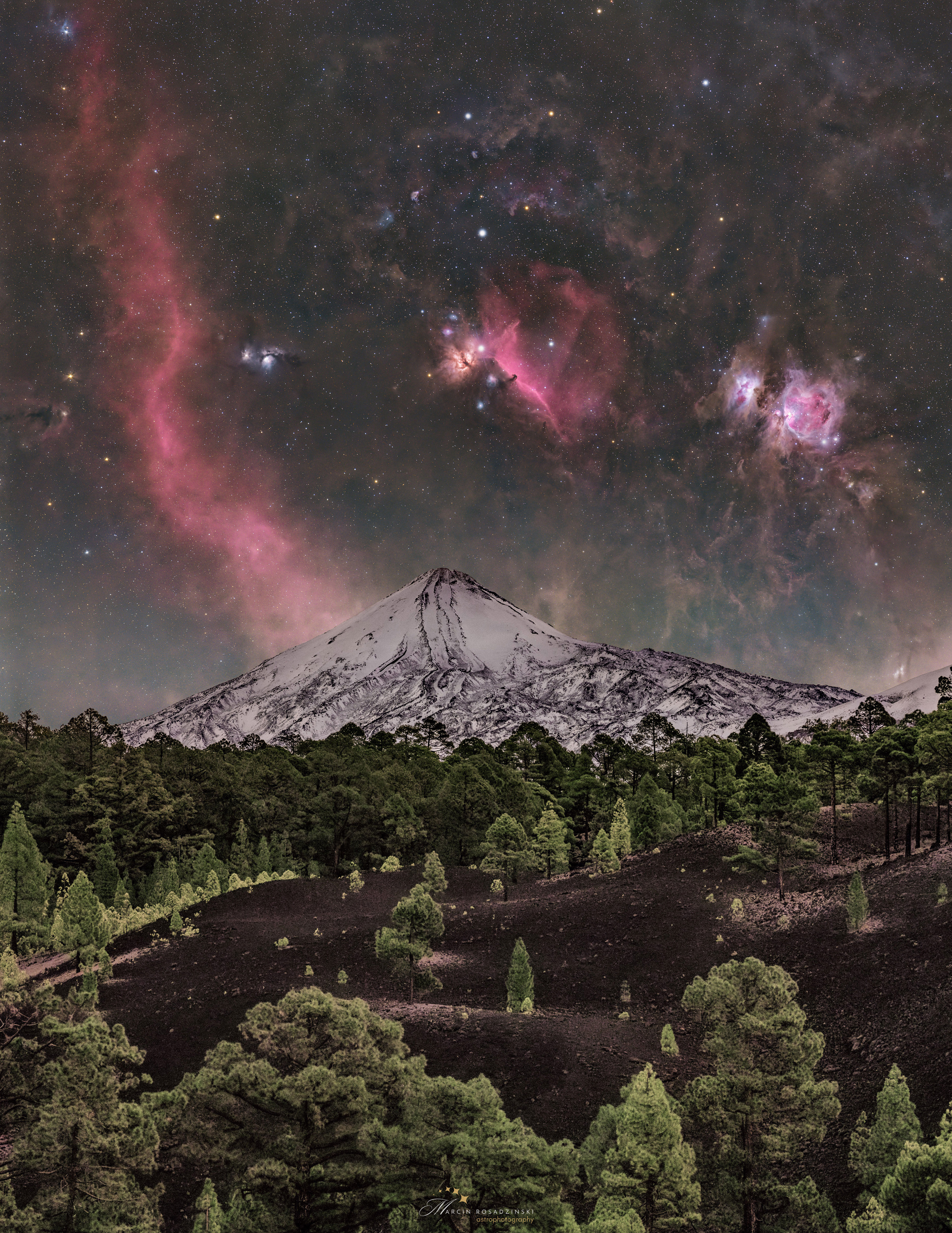 Orion nad horou Teide